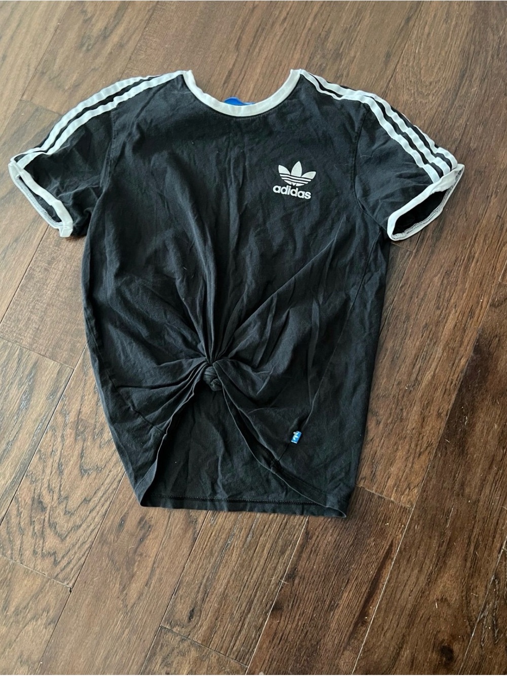 adidas Black Tee with White Trefoil and Stripes - Picture 2 of 5